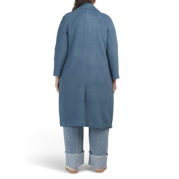 AVEC LES FILLES Bluestone Plus Wool Blend Notch Collar Coat - Picture 2 of 2